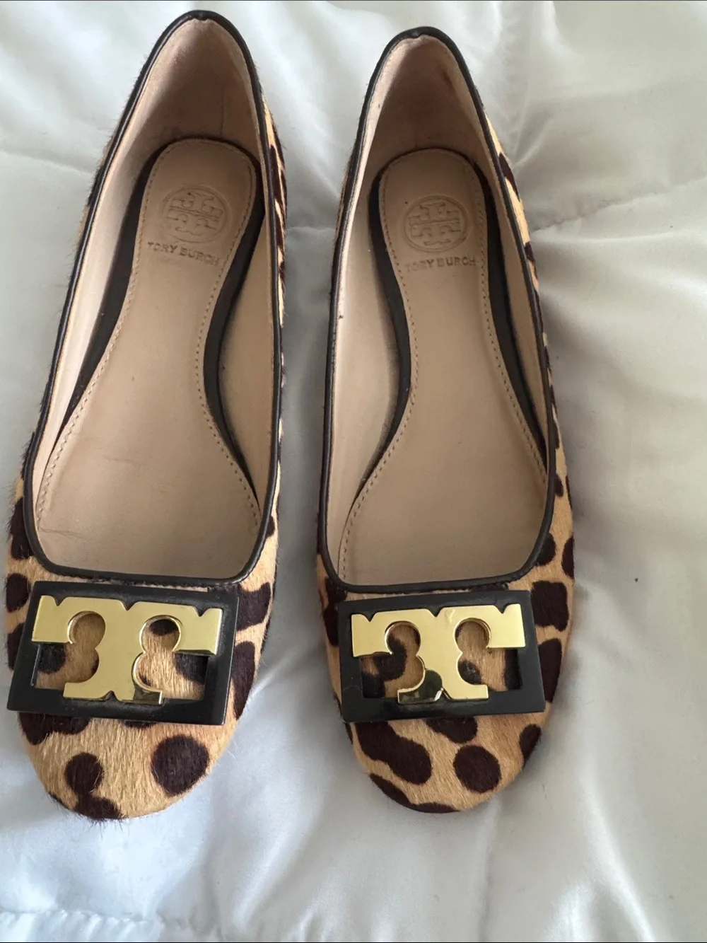 Tory Burch Leopard-Print Logo Ballet Flats - Brown/Black/Gold